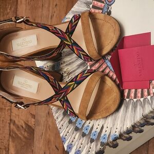 Valentino Brown Sandals with Ankle Strap and Contoured Footbed